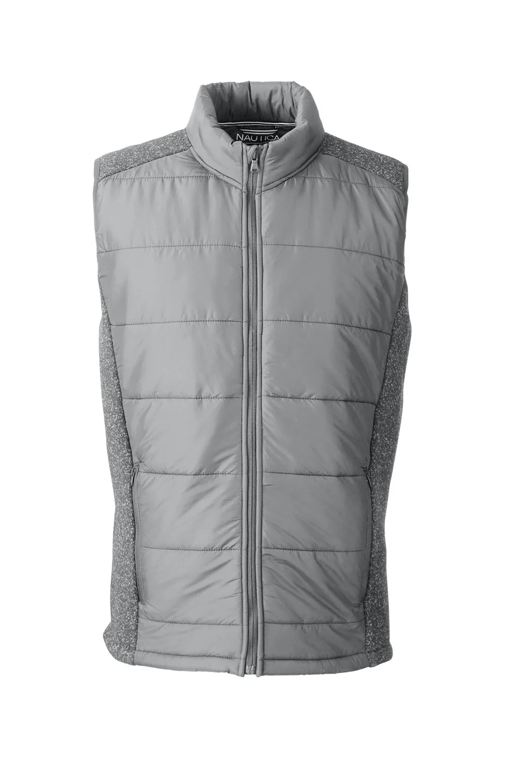 Nautica Mens Harbor Water Resistant Full Zip Puffer Vest - Graphite Grey/Heather Graphite Grey