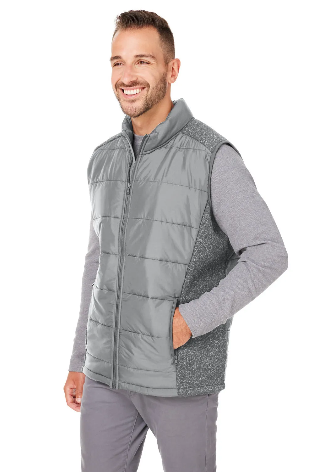 Nautica Mens Harbor Water Resistant Full Zip Puffer Vest - Graphite Grey/Heather Graphite Grey