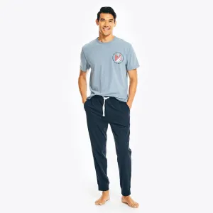Nautica Men's Logo Graphic T-Shirt Pajama Pant Set Anchor Blue Heather Nautica