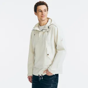 Nautica Men's Pinstripe Hooded Anorak Jacket Sail Cream Nautica