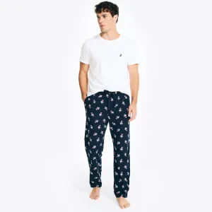 Nautica Men's Printed Fleece Sleep Pant Navy Nautica