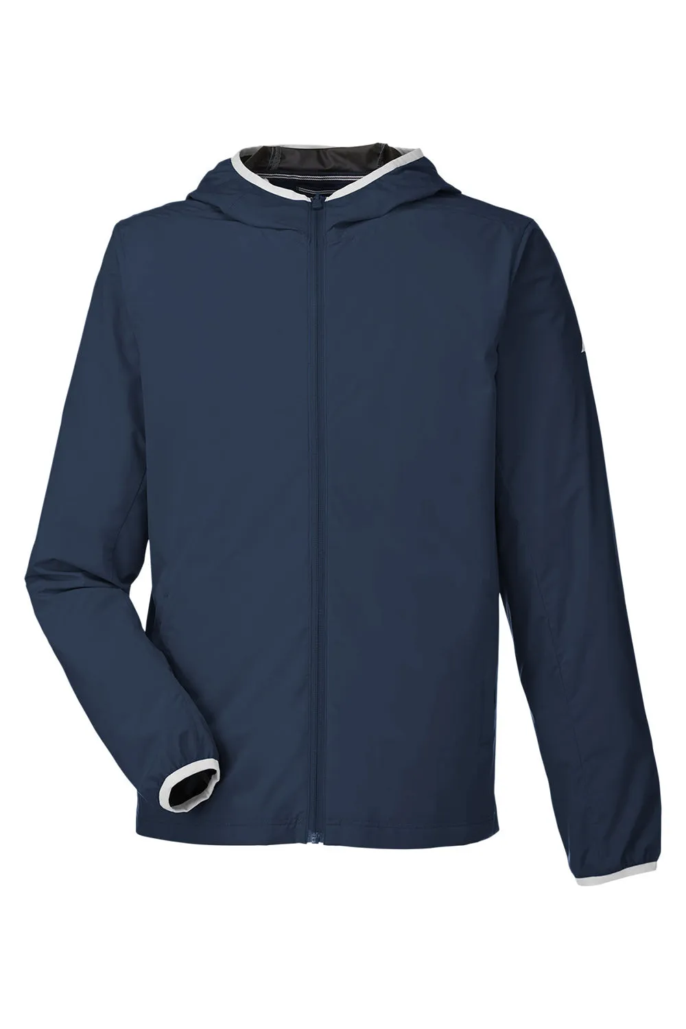 Nautica Mens Stillwater Water Resistant Full Zip Hooded Windbreaker Jacket - Navy Blue