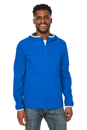 Nautica Mens Stillwater Water Resistant Full Zip Hooded Windbreaker Jacket - Royal Blue  BEST on sale Clothing Nautica