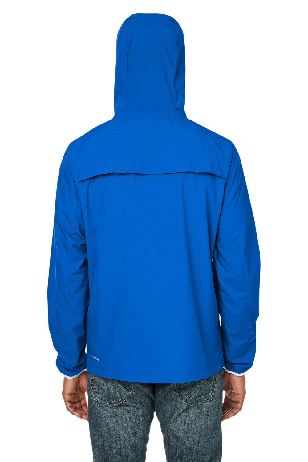 Nautica Mens Stillwater Water Resistant Full Zip Hooded Windbreaker Jacket - Royal Blue  BEST on sale Clothing Nautica