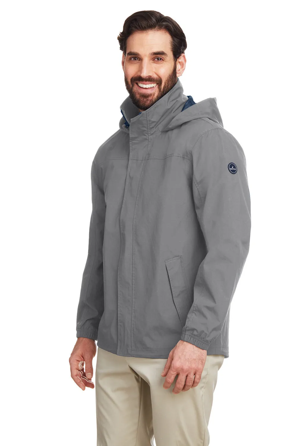Nautica Mens Voyage Water Resistant Full Zip Hooded Jacket - Graphite Grey  BEST on sale Clothing Nautica