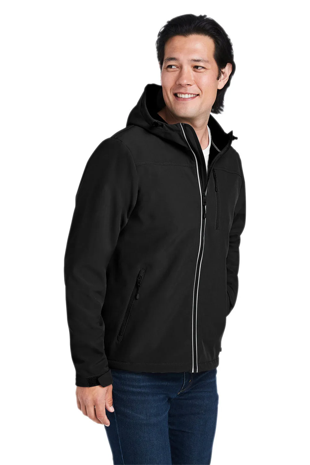 Nautica Mens Wavestorm Wind & Water Resistant Full Zip Hooded Jacket - Black  BEST on sale Clothing Nautica