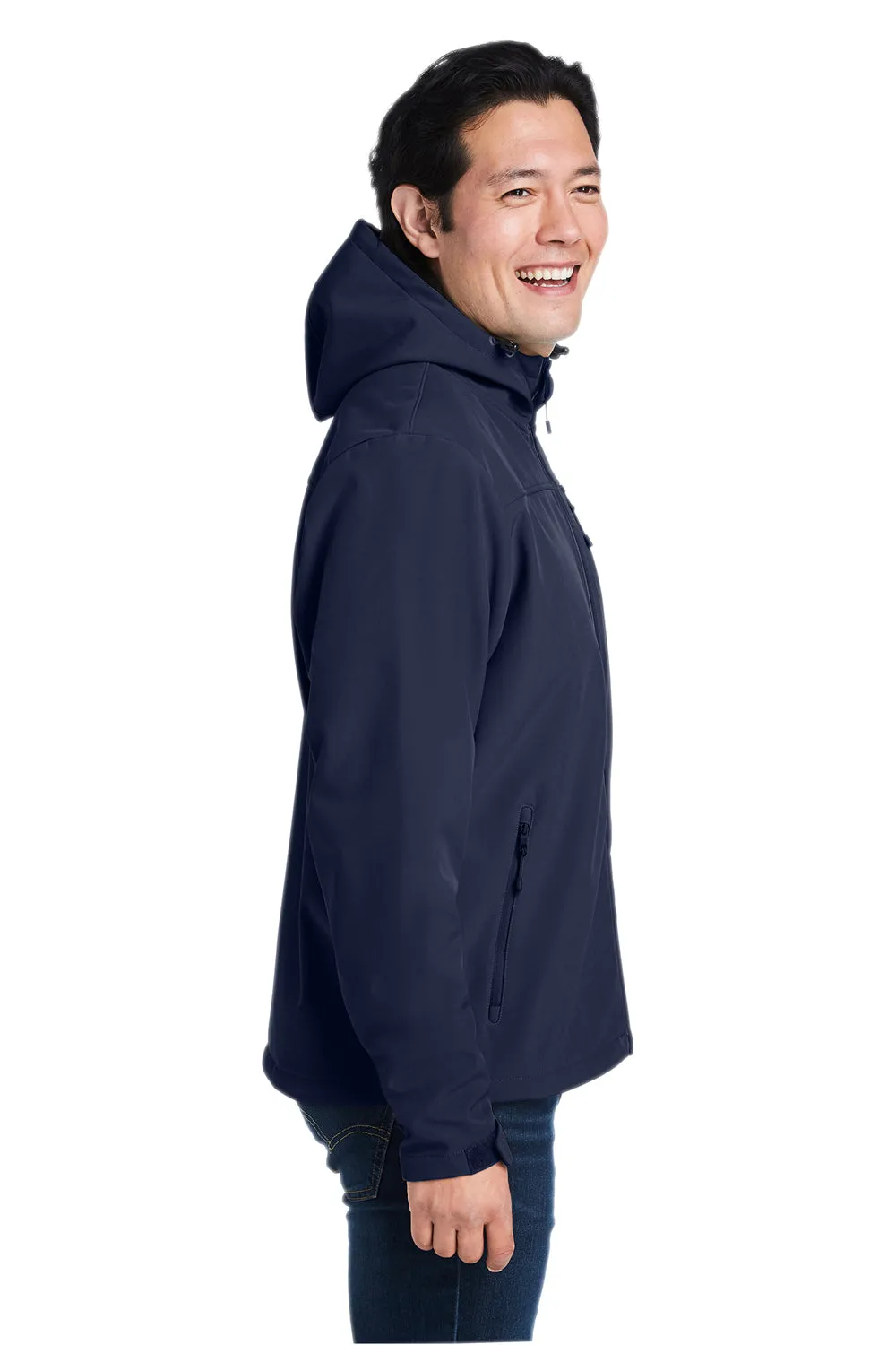 Nautica Mens Wavestorm Wind & Water Resistant Full Zip Hooded Jacket - Navy Blue