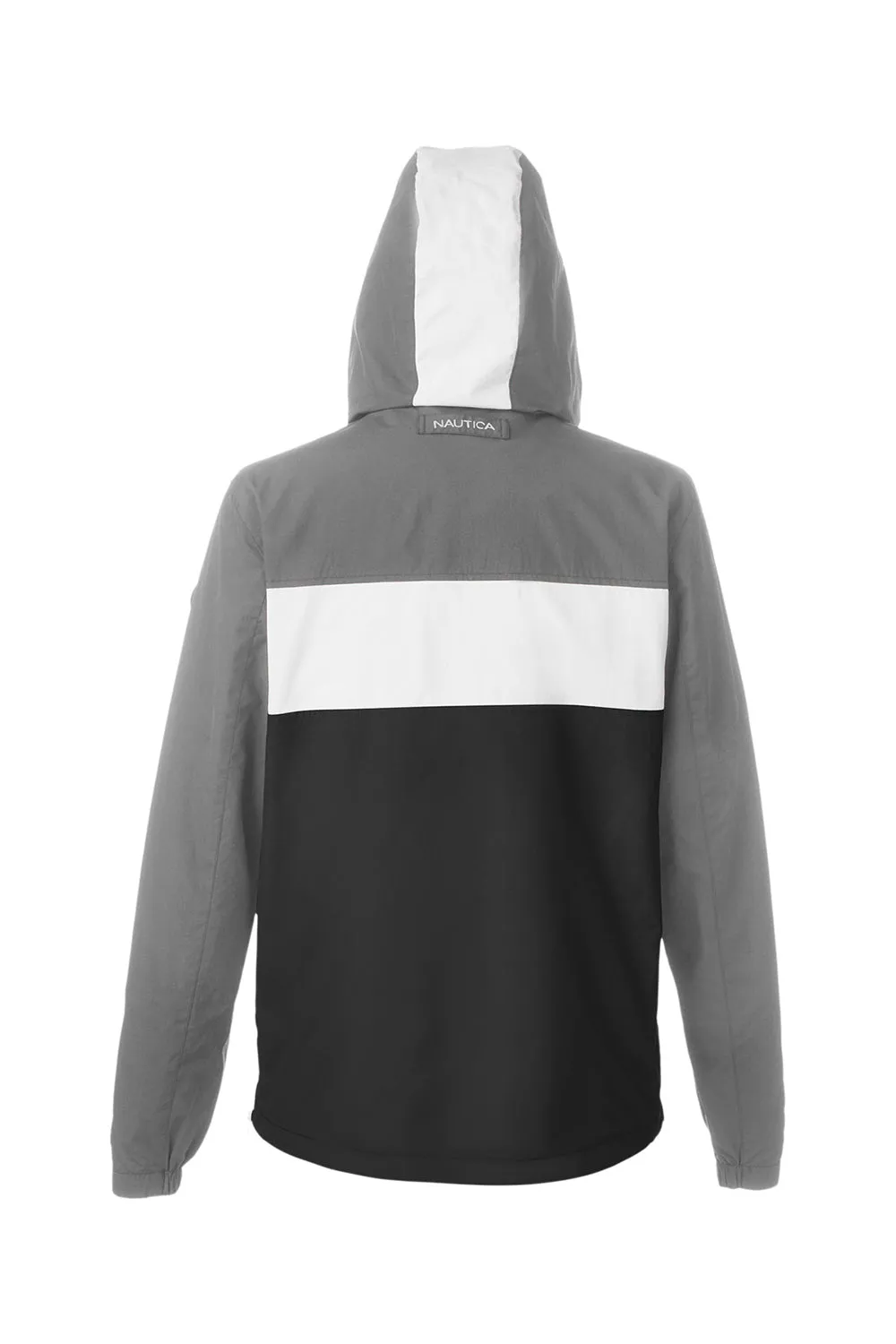 Nautica Mens Windward Wind & Water Resistant 1/4 Zip Hooded Jacket - Graphite Grey/Black