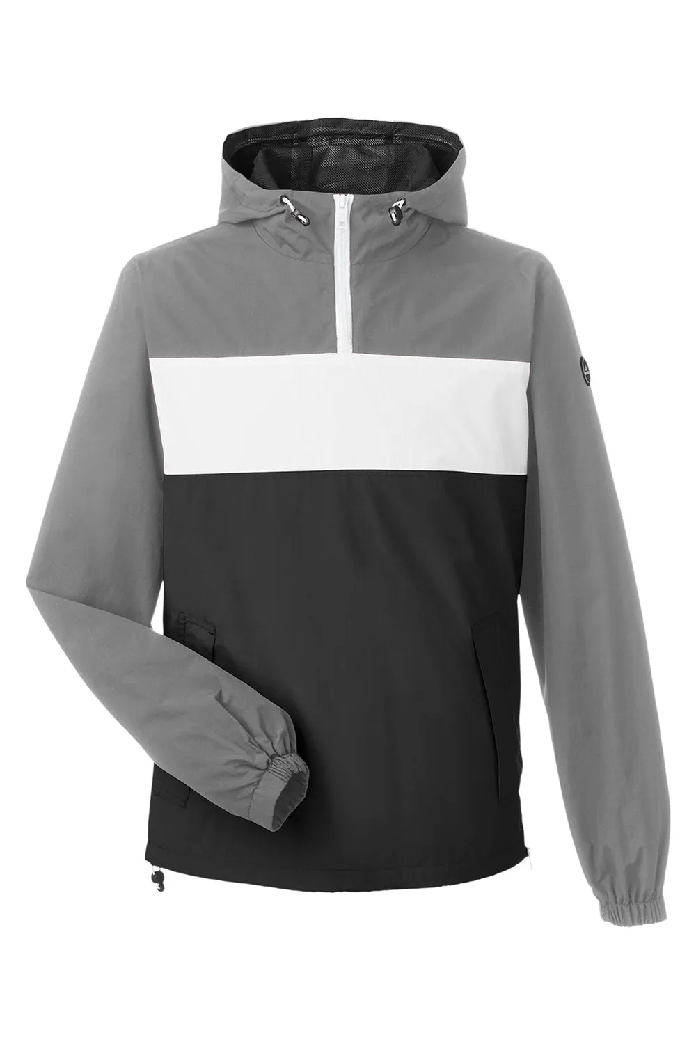Nautica Mens Windward Wind & Water Resistant 1/4 Zip Hooded Jacket - Graphite Grey/Black
