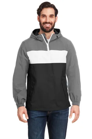 Nautica Mens Windward Wind & Water Resistant 1/4 Zip Hooded Jacket - Graphite Grey/Black