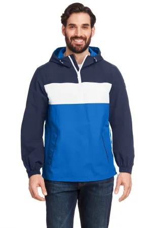 Nautica Mens Windward Wind & Water Resistant 1/4 Zip Hooded Jacket - Navy Blue/Royal Blue  BEST on sale Clothing Nautica