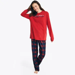 Nautica Women's Family Plaid Pajama Pant Set Admiral Blue Nautica