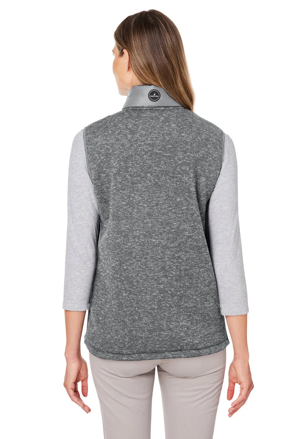 Nautica Womens Harbor Water Resistant Full Zip Puffer Vest - Graphite Grey/Heather Graphite Grey