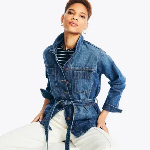 Nautica Women's Nautica Jeans Co. Belted Shirt Jacket Aegean Sea Wash Nautica