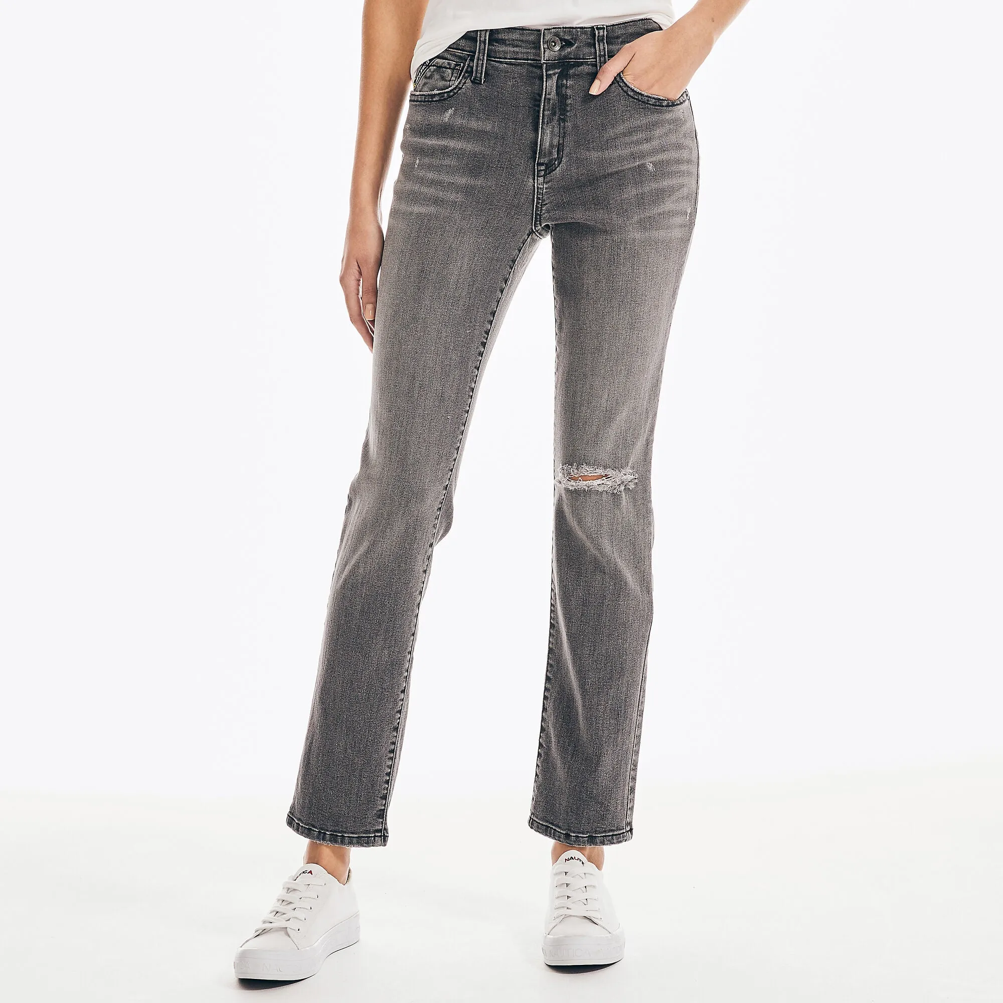 Nautica Women's Nautica Jeans Co. True Flex Mid-Rise Straight Denim Khaki Wash Nautica