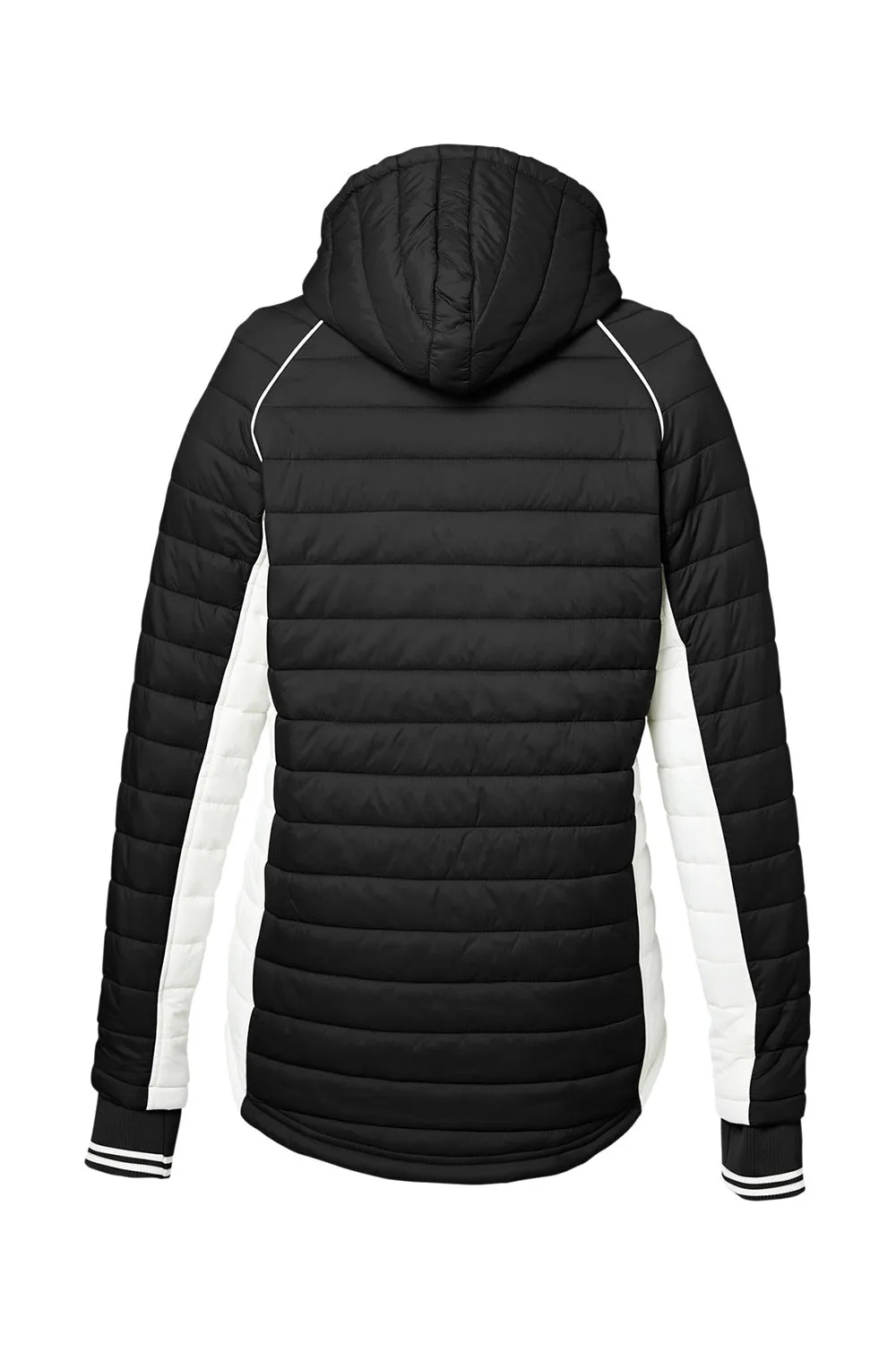 Nautica Womens Nautical Mile Wind & Water Resistant Packable Full Zip Hooded Puffer Jacket - Black/Antique White  BEST on sale Clothing Nautica