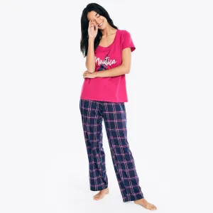 Nautica Women's Plaid Pajama Pant Set Admiral Blue Nautica