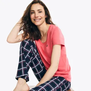 Nautica Women's Plaid Pajama Pant Set Navy Nautica