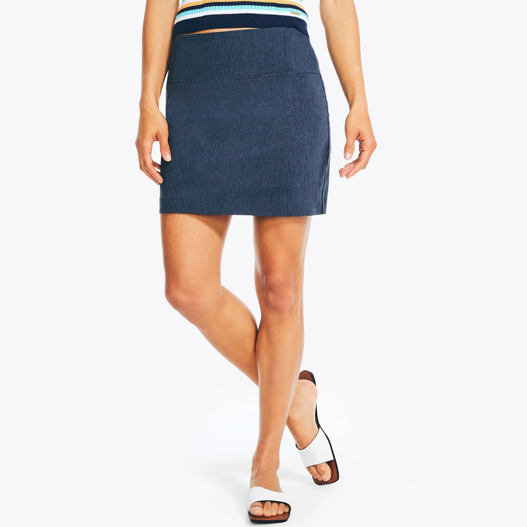 Nautica Women's Pull-On Denim Skort Medium Wash Nautica