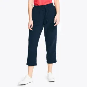 Nautica Women's Smocked Cropped Pull-On Pant Stellar Blue Heather Nautica