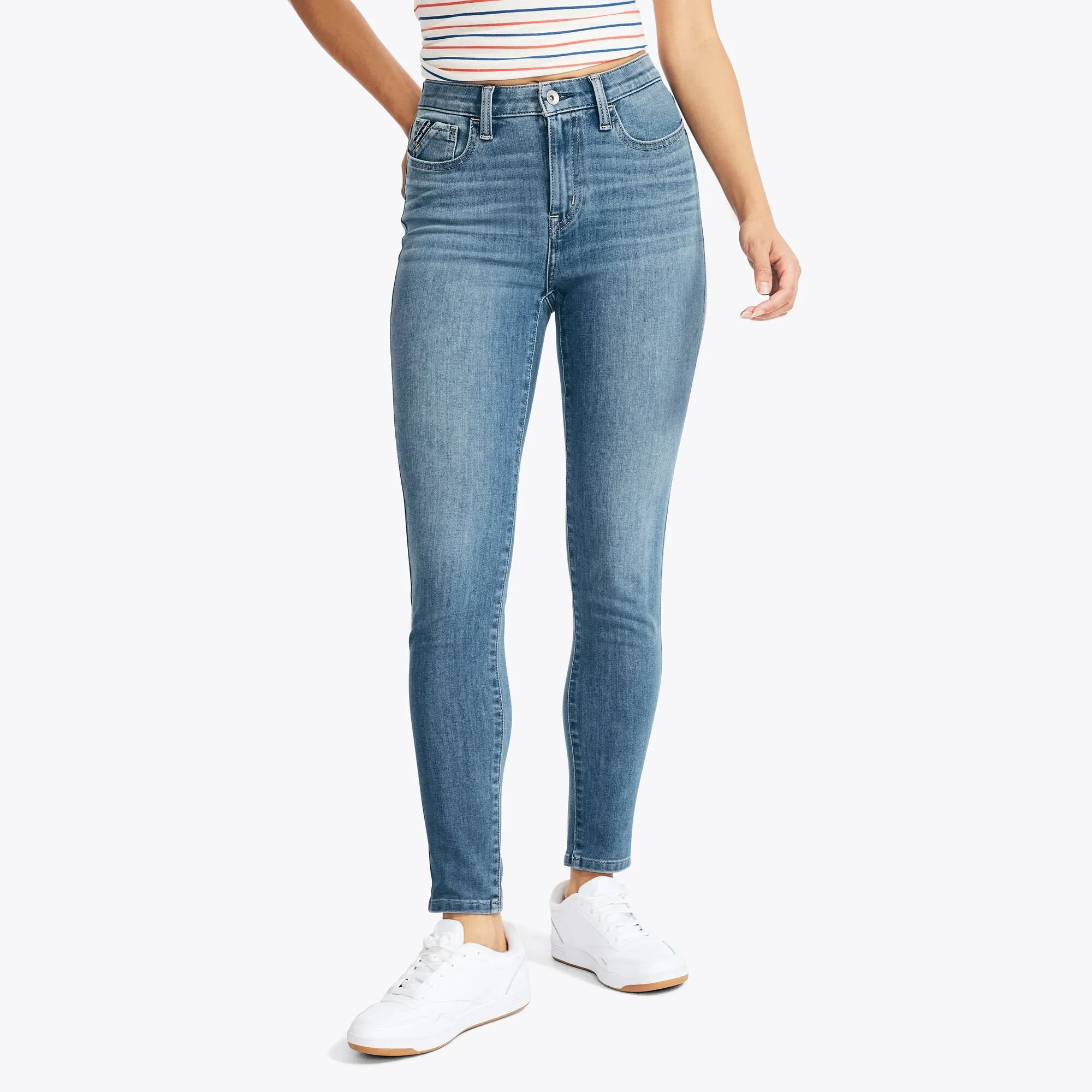 Nautica Women's Sustainably Crafted True Flex High-Rise Skinny Denim Blue Indigo Heather Nautica
