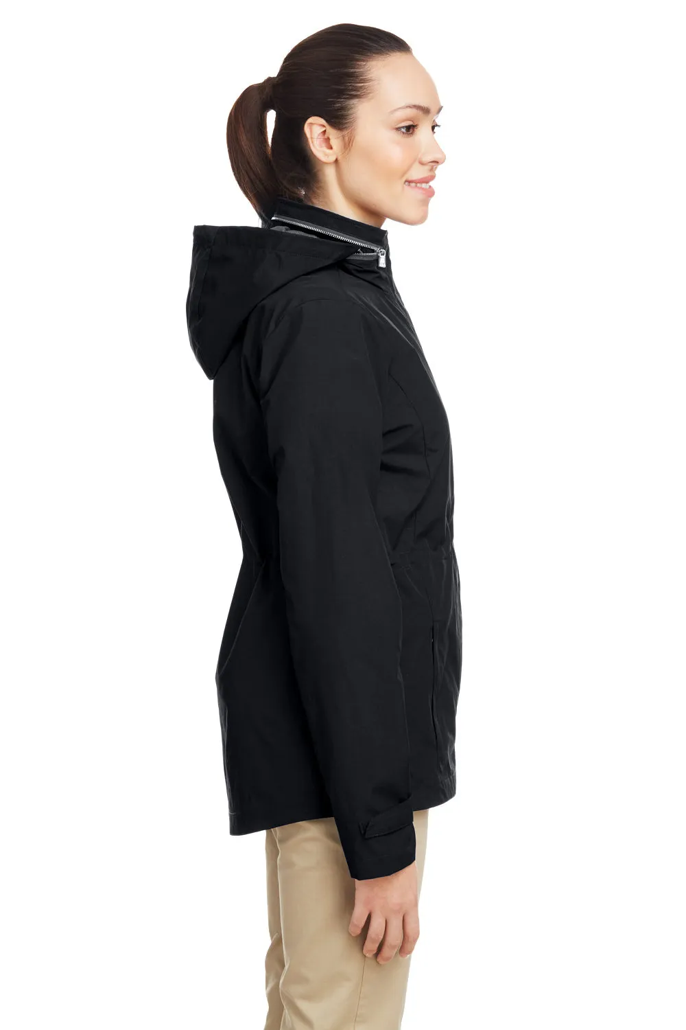 Nautica Womens Voyage Water Resistant Full Zip Hooded Jacket - Black