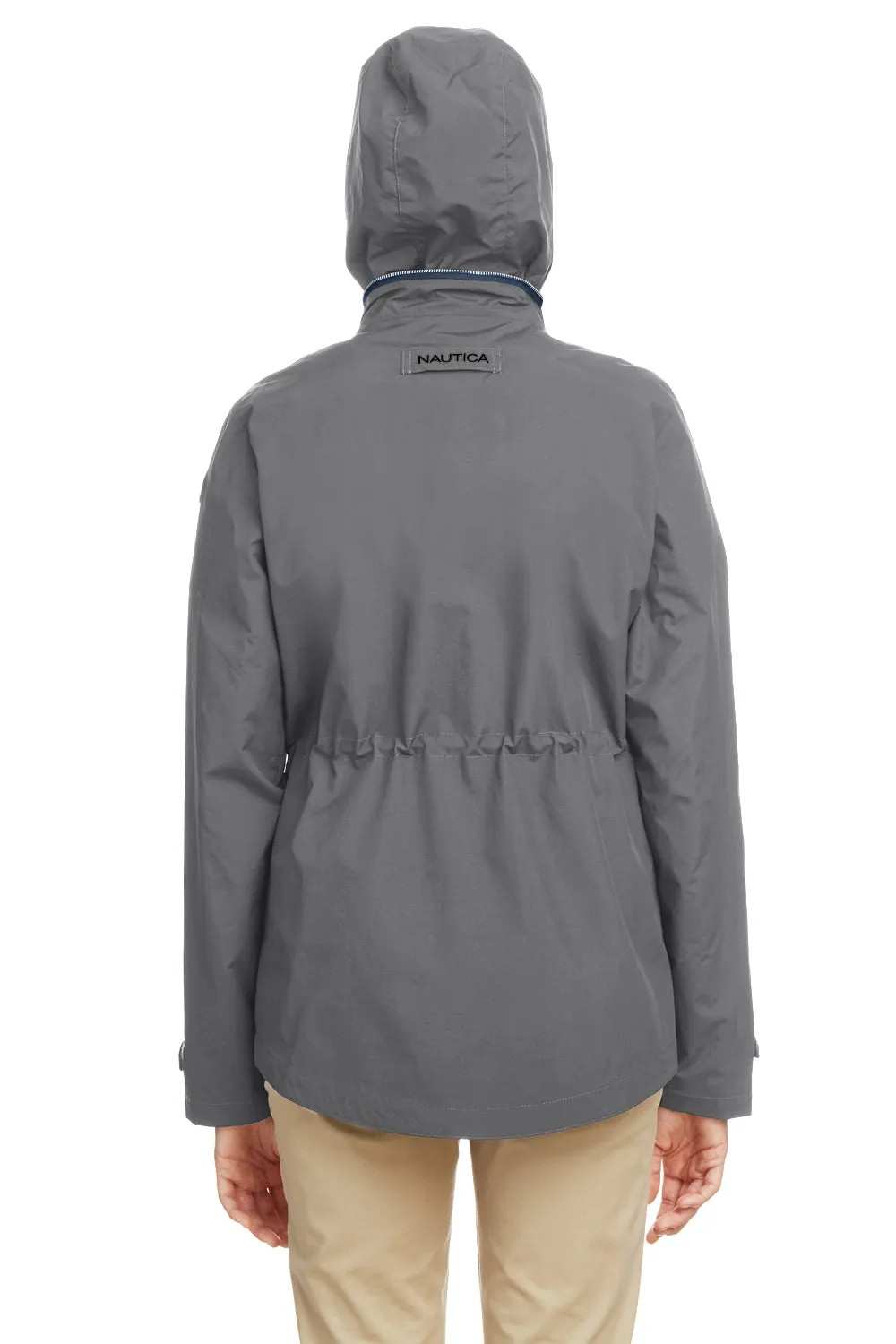 Nautica Womens Voyage Water Resistant Full Zip Hooded Jacket - Graphite Grey  BEST on sale Clothing Nautica