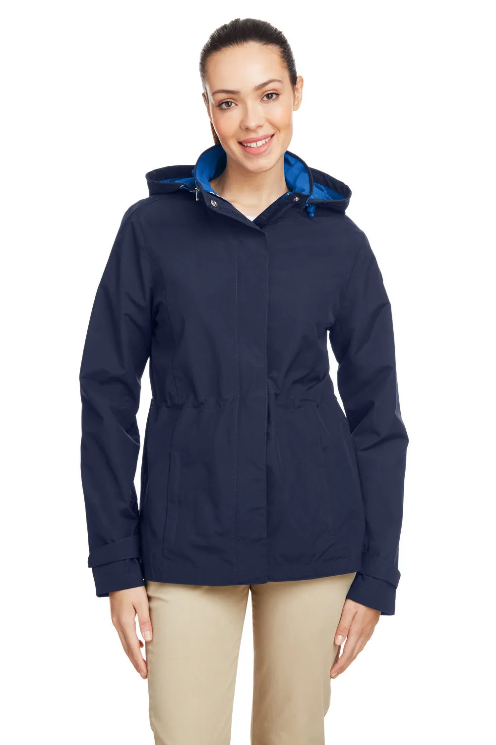 Nautica Womens Voyage Water Resistant Full Zip Hooded Jacket - Navy Blue  BEST on sale Clothing Nautica