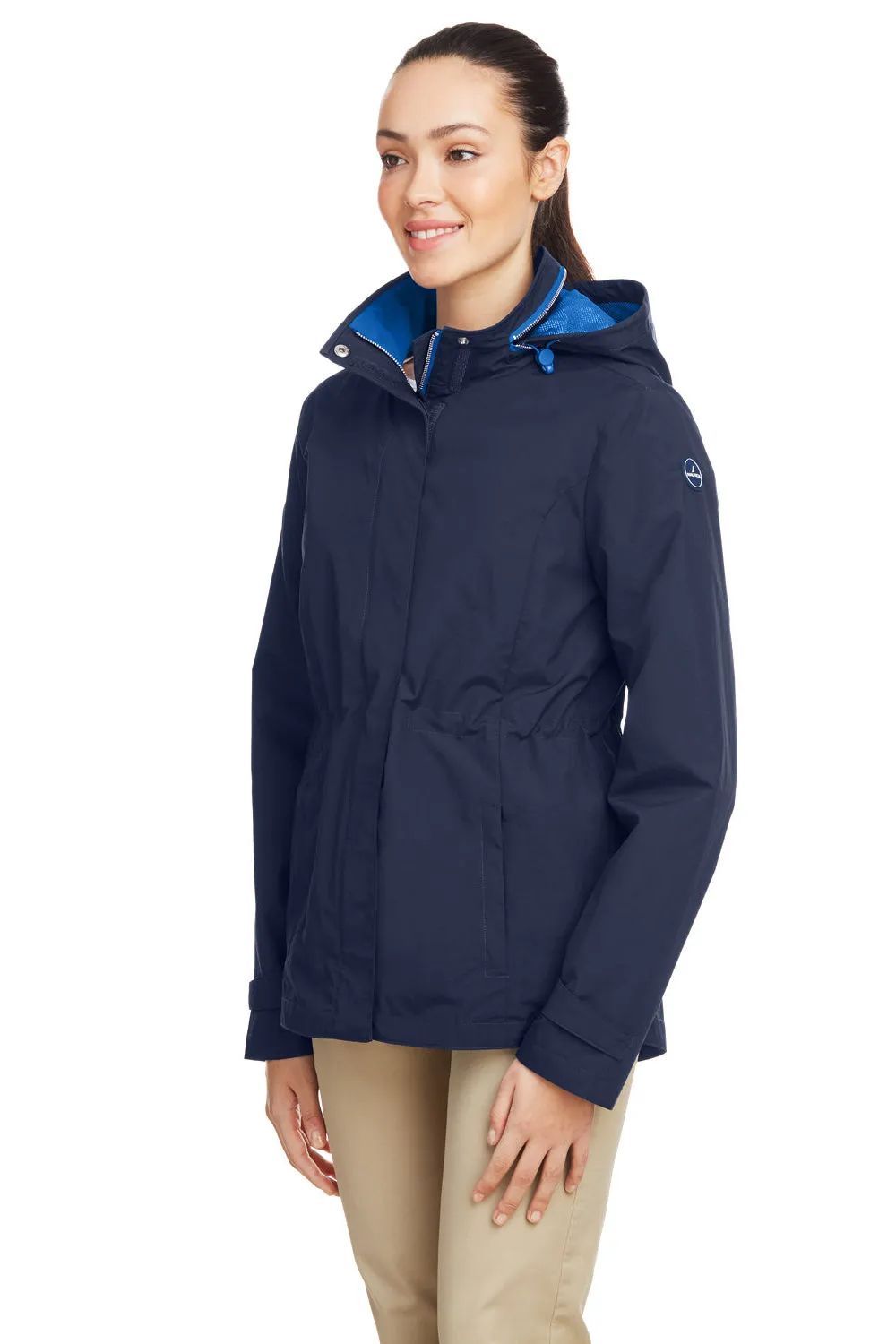Nautica Womens Voyage Water Resistant Full Zip Hooded Jacket - Navy Blue  BEST on sale Clothing Nautica