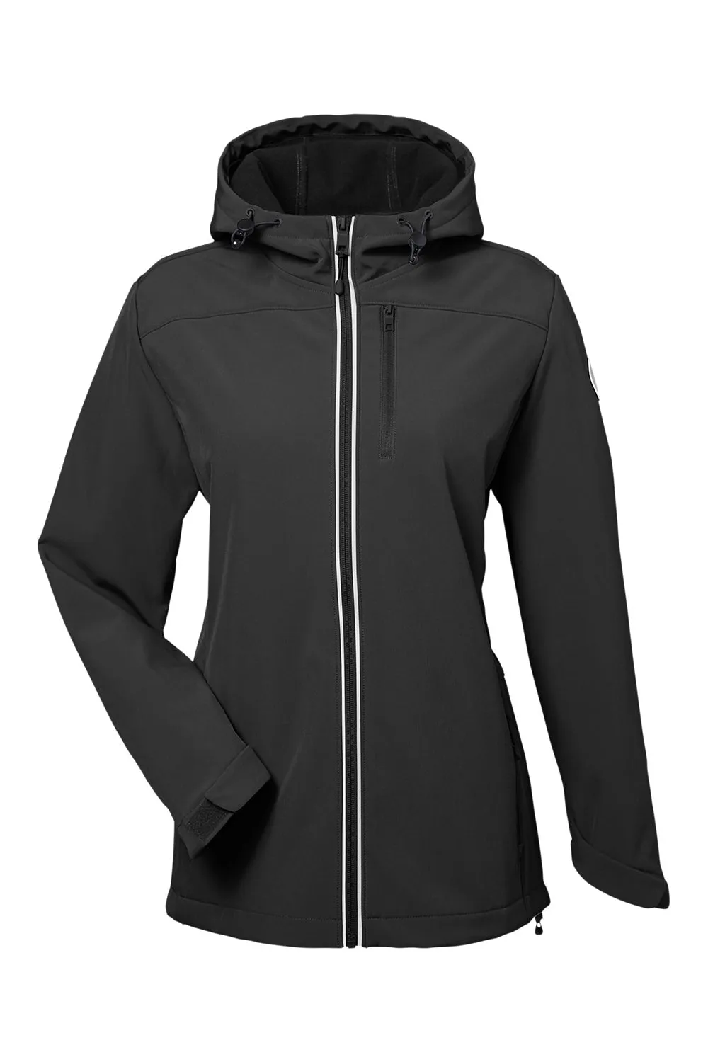 Nautica Womens Wavestorm Wind & Water Resistant Full Zip Hooded Jacket - Black