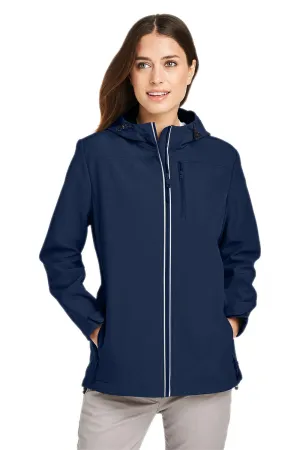 Nautica Womens Wavestorm Wind & Water Resistant Full Zip Hooded Jacket - Navy Blue  BEST on sale Clothing Nautica