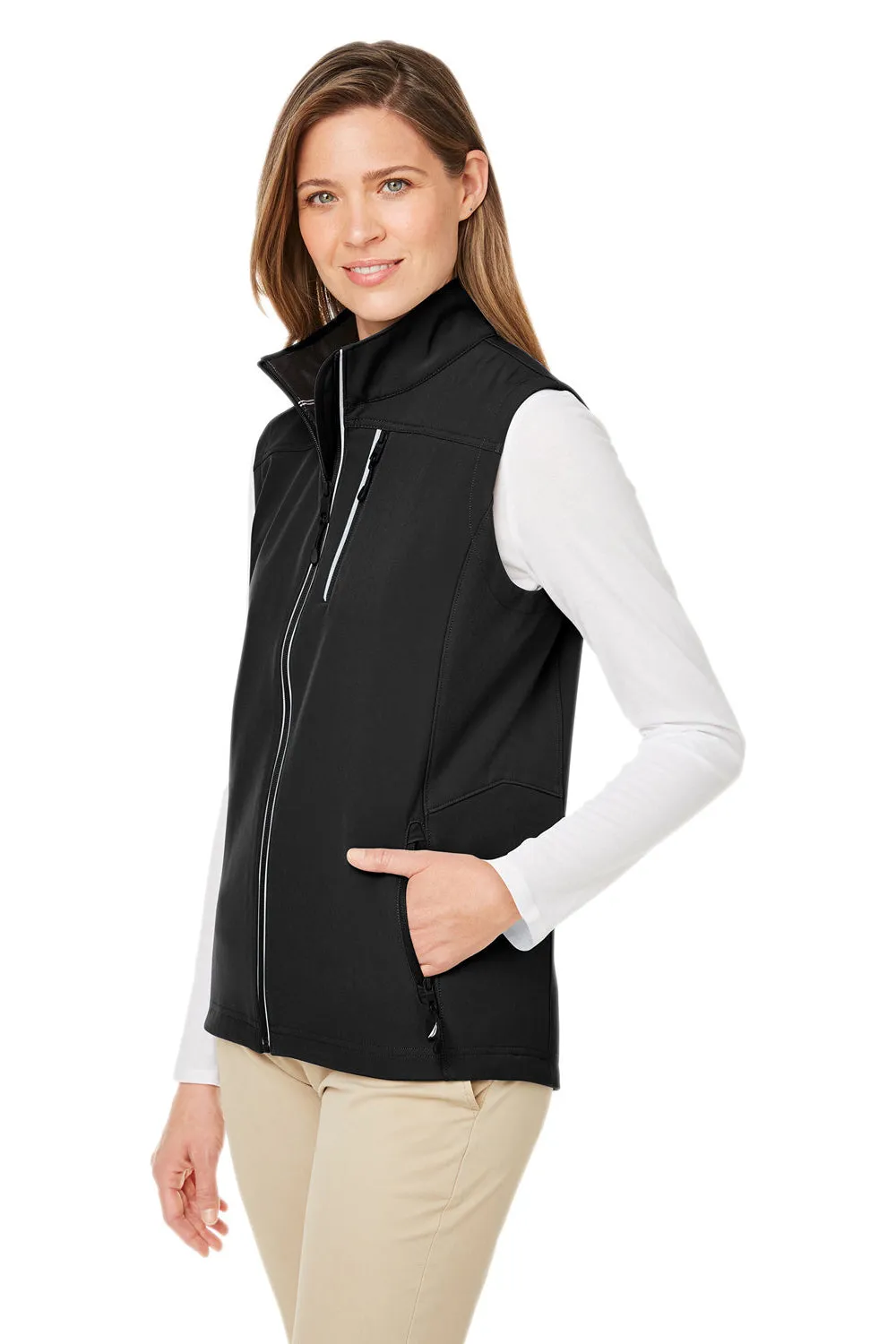 Nautica Womens Wavestorm Wind & Water Resistant Full Zip Vest - Black  BEST on sale Clothing Nautica