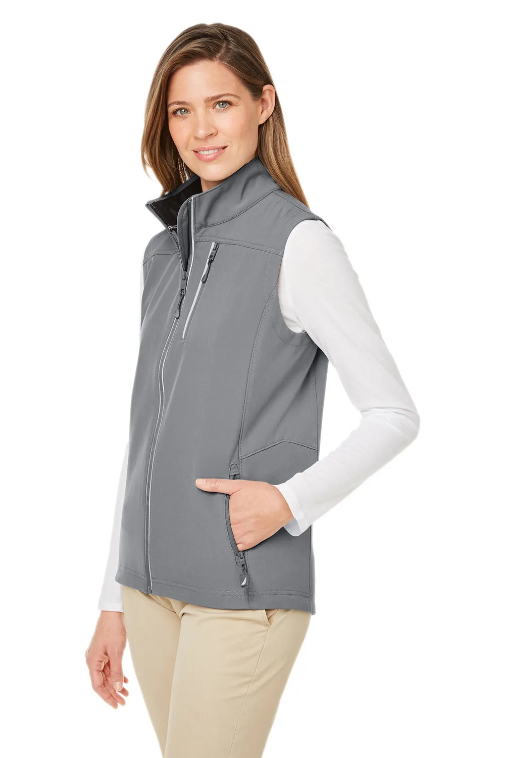Nautica Womens Wavestorm Wind & Water Resistant Full Zip Vest - Graphite Grey  BEST on sale Clothing Nautica