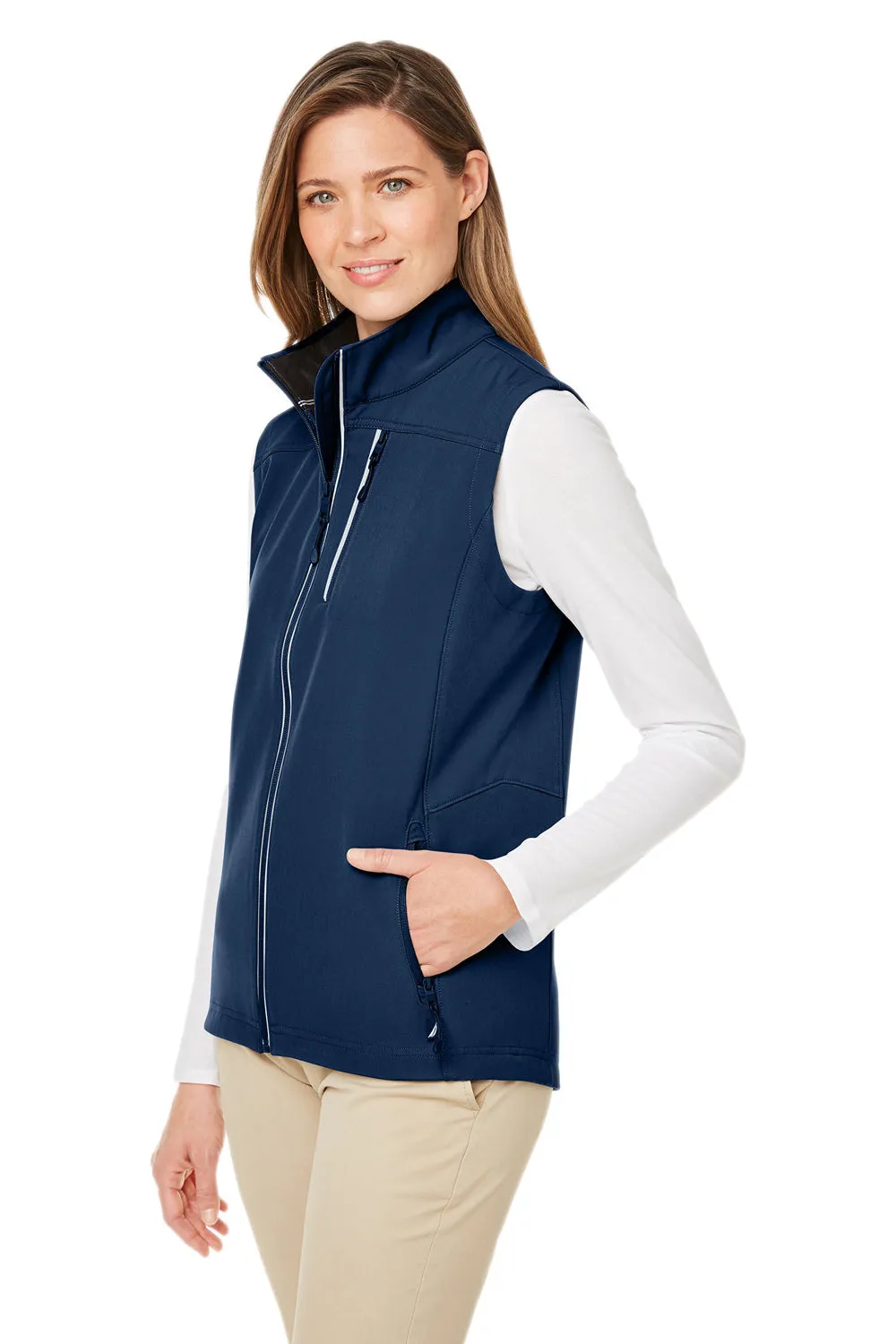 Nautica Womens Wavestorm Wind & Water Resistant Full Zip Vest - Navy Blue  BEST on sale Clothing Nautica
