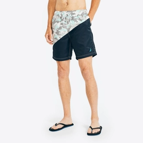 Nautica Mens Sustainably Crafted 8" Diagonal Stripe Quick-Dry Swim mens beach swimwear, quick dry mens swimsuits