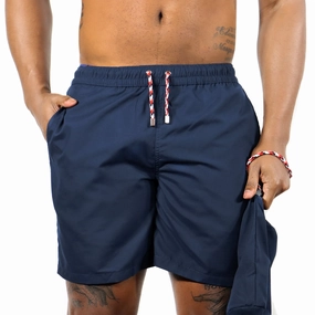 Navy mens beach swimwear, quick dry mens swimsuits