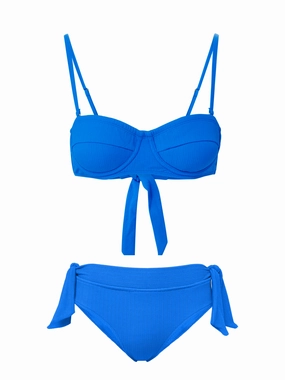 Nellie Top   Double Tie Midrise Bottom In Grotto Texture bikini bottom with tie sides, swim top for sunbathing
