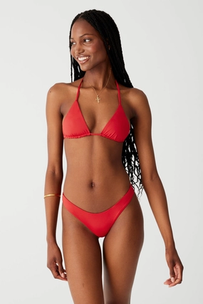 Nick String Triangle Bikini Top - True Red beach bikini styles for women, modern cut swim bikinis