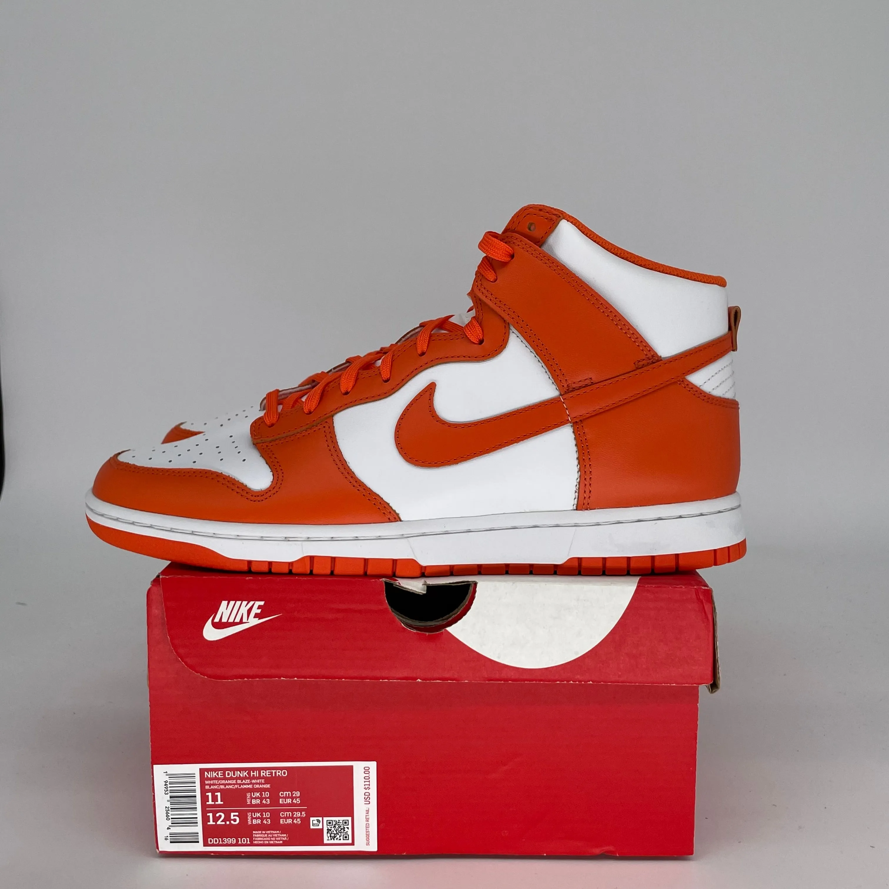 NIKE DUNK HIGH SYRACUSE SIZE 11 DD1399-101
