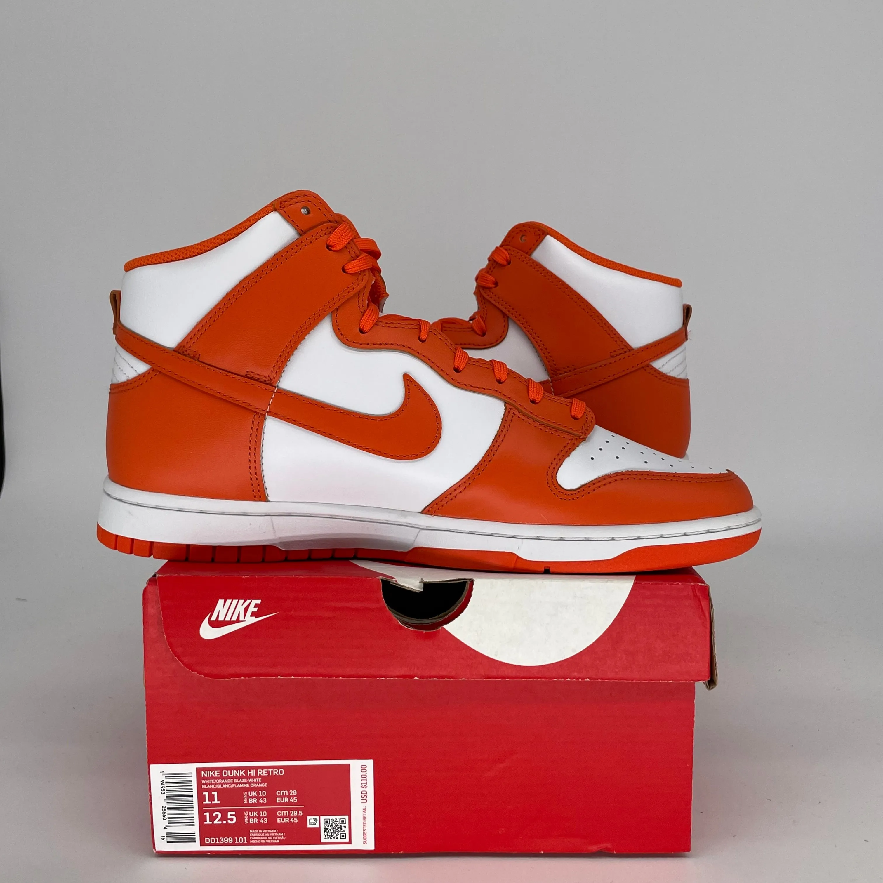 NIKE DUNK HIGH SYRACUSE SIZE 11 DD1399-101