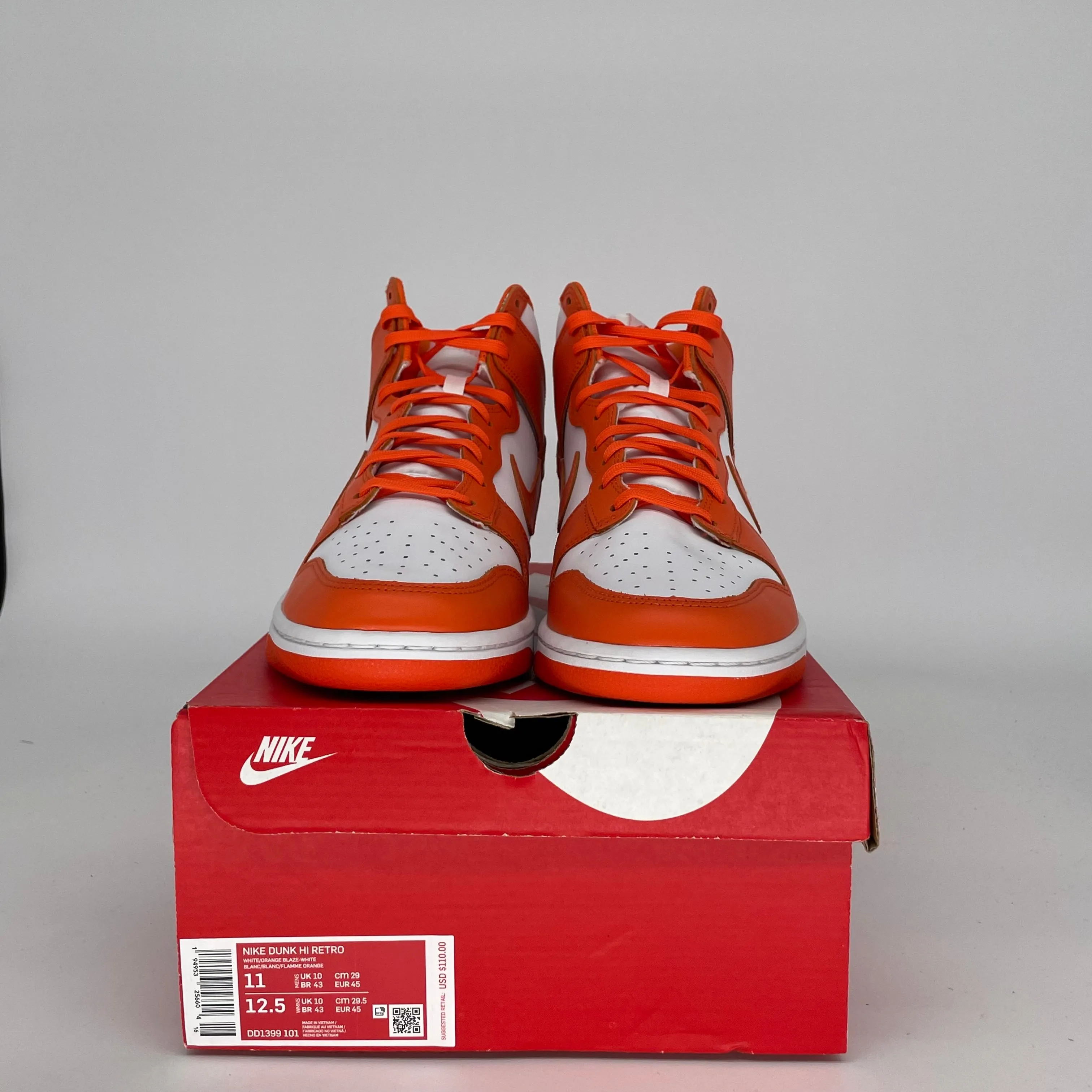 NIKE DUNK HIGH SYRACUSE SIZE 11 DD1399-101