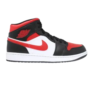 Nike Men's Air Jordan 1 Mid Shoes - Black / Fire Red / White