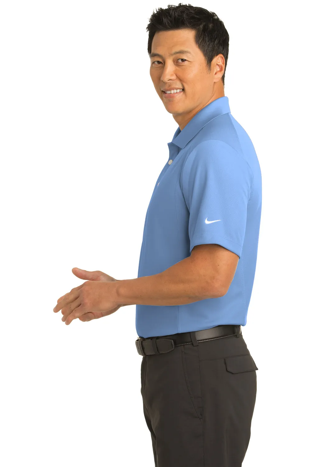 Nike Mens Classic Dri-Fit Moisture Wicking Short Sleeve Polo Shirt - Light Blue