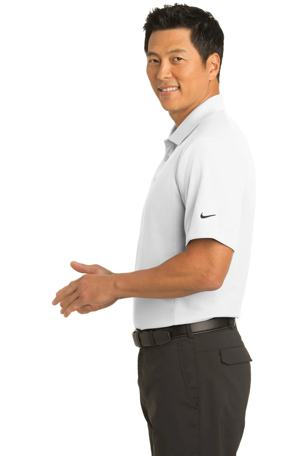 Nike Mens Classic Dri-Fit Moisture Wicking Short Sleeve Polo Shirt - White