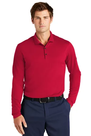 Nike Mens Dri-Fit Moisture Wicking Micro Pique 2.0 Long Sleeve Polo Shirt - University Red