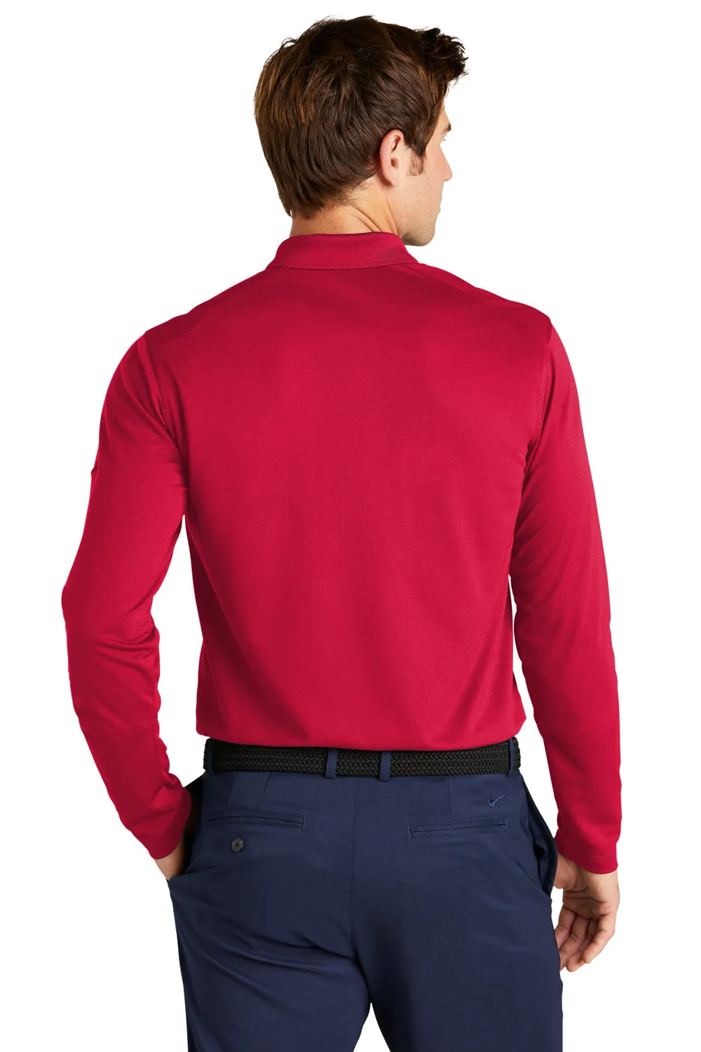 Nike Mens Dri-Fit Moisture Wicking Micro Pique 2.0 Long Sleeve Polo Shirt - University Red