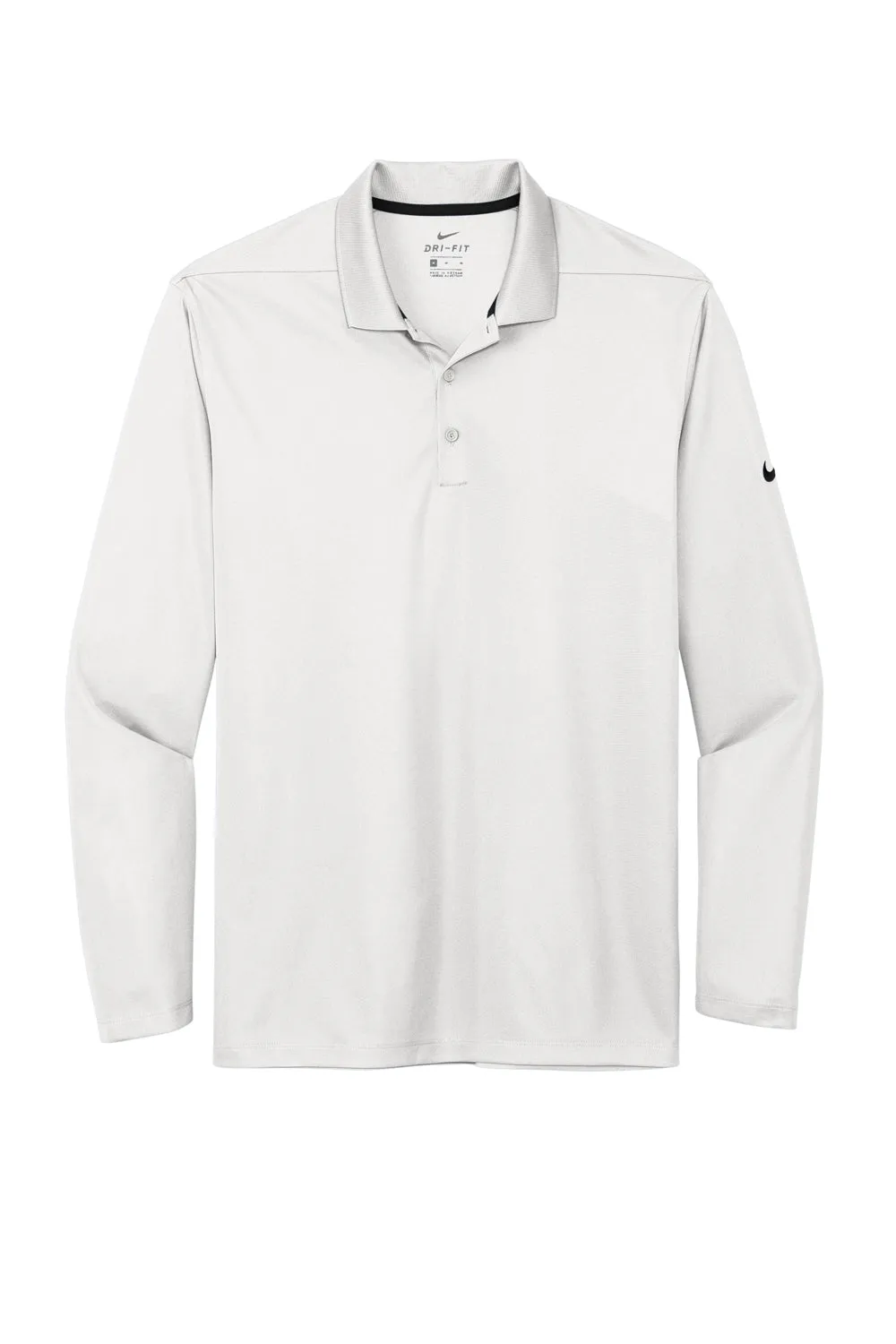 Nike Mens Dri-Fit Moisture Wicking Micro Pique 2.0 Long Sleeve Polo Shirt - White
