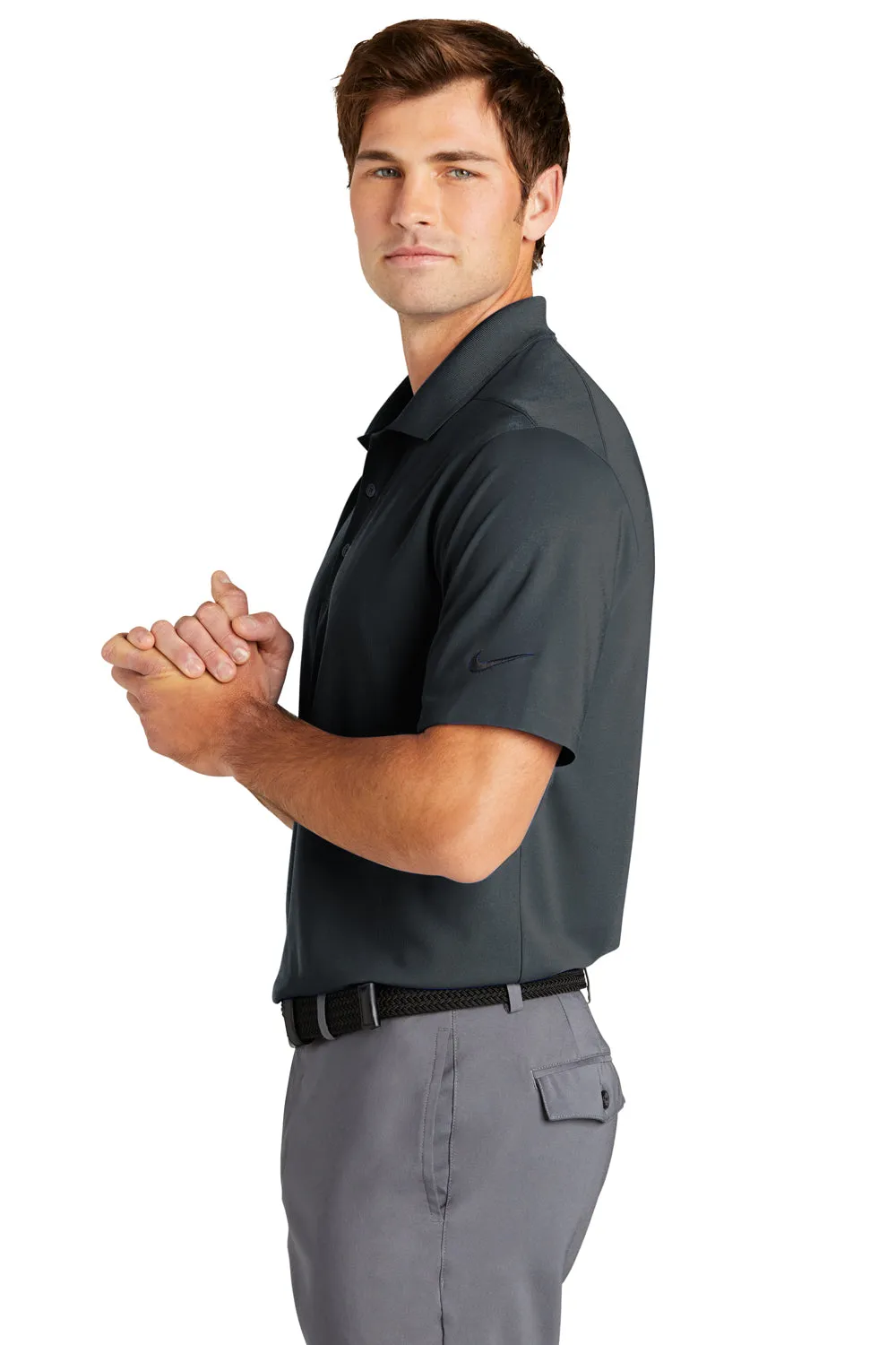 Nike Mens Dri-Fit Moisture Wicking Micro Pique 2.0 Short Sleeve Polo Shirt - Anthracite Grey
