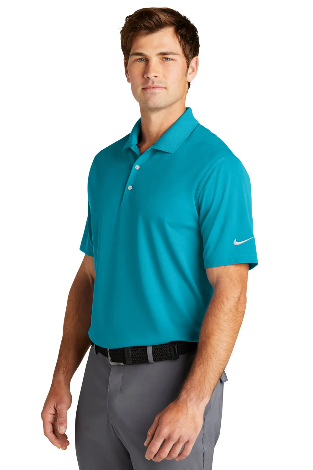 Nike Mens Dri-Fit Moisture Wicking Micro Pique 2.0 Short Sleeve Polo Shirt - Tidal Blue