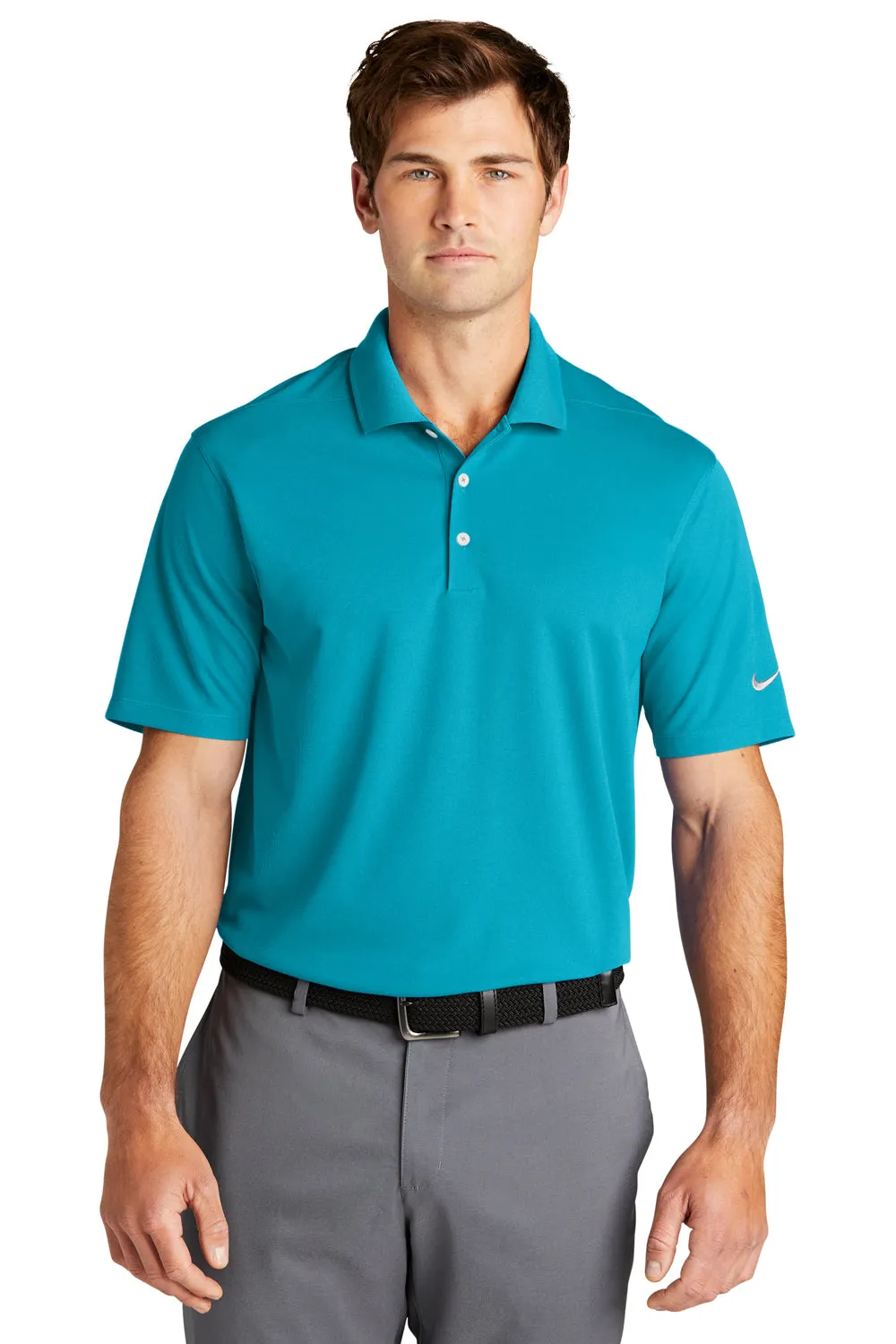 Nike Mens Dri-Fit Moisture Wicking Micro Pique 2.0 Short Sleeve Polo Shirt - Tidal Blue